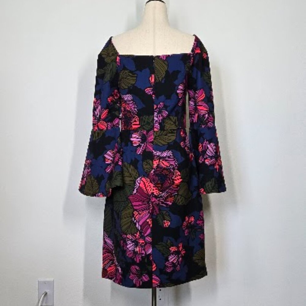 TRINA TURK Trina Turk Miley Bell Sleeve Ponte Dress floral Sz 4 - Picture 6 of 10